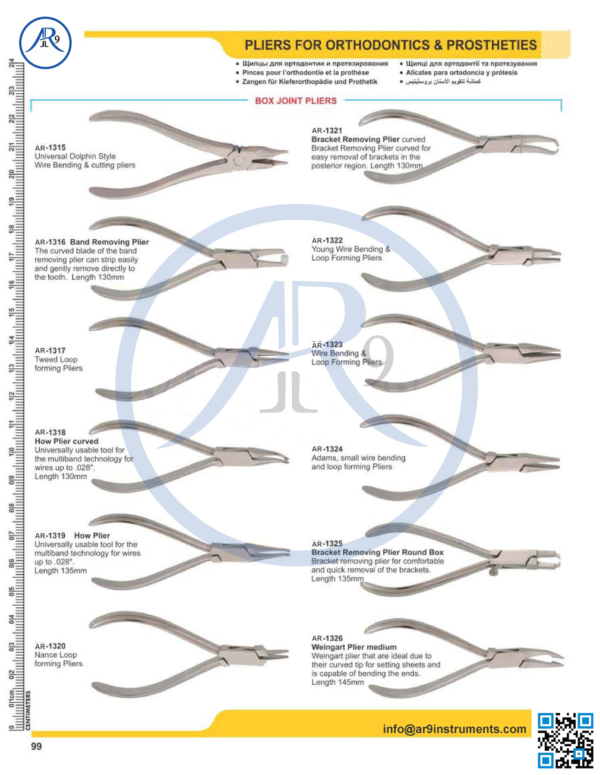 Pliers For Orthodontics & Prosthetie